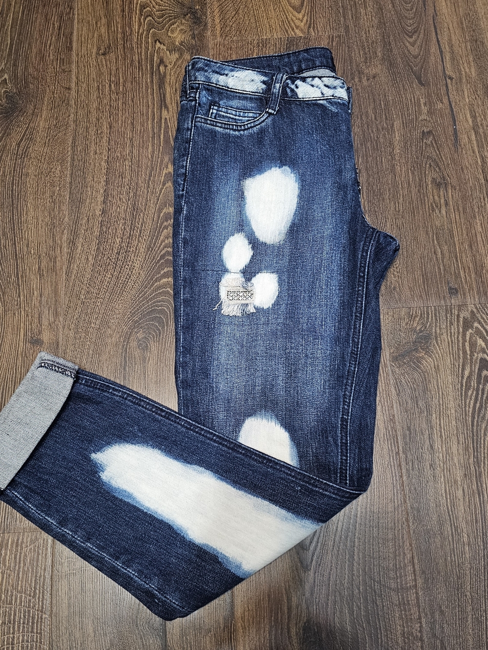 Allen B By Allen Schwartz Jeans Womens 8 32x28 Embellished Rhinestone Acid Wash